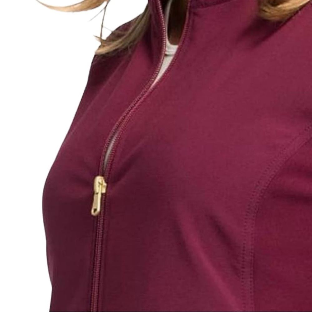NWT Cherokee Women’s Plus Uniform Zip Front Scrub Jacket Burgundy Size 4XL - Picture 3 of 5